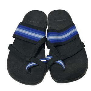 Merrell Zinnia Stretchy Strap Toe Sandals Leather Black Twilight Blue Women US9